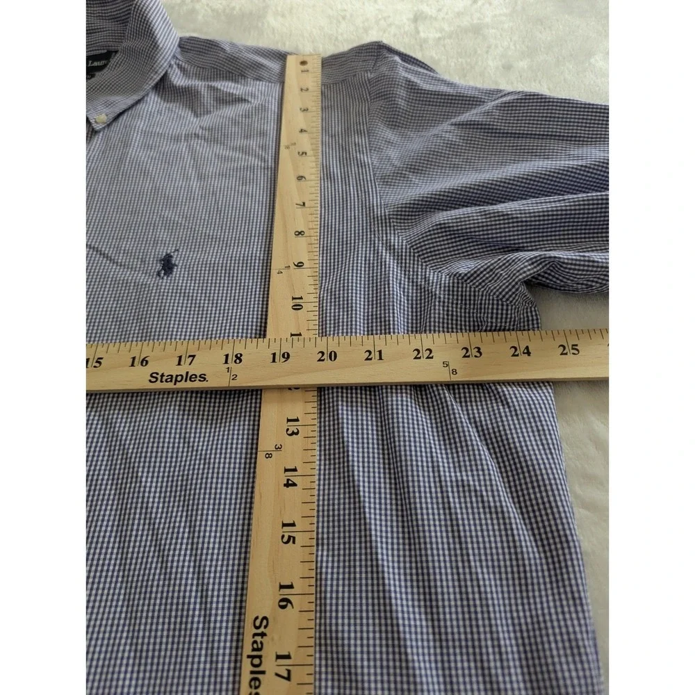 Ralph Lauren Yarmouth Shirt Navy Blue Gingham Check Button‎ Down Mens 16.5 34/35